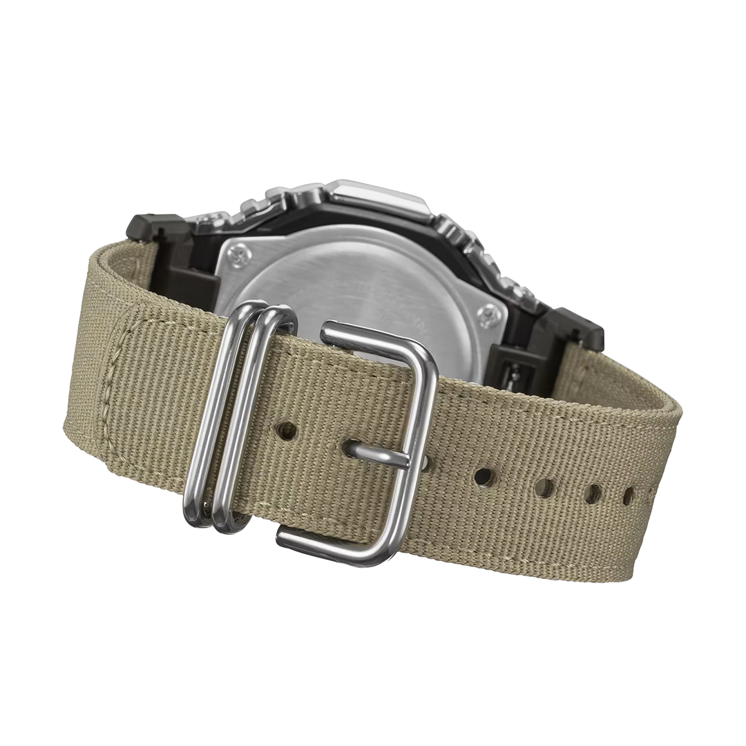 Jam Tangan CASIO G SHOCK GM-2100C-5A Men CasiOak Metal Covered Black Digital Analog Dial Taupe Resin Band