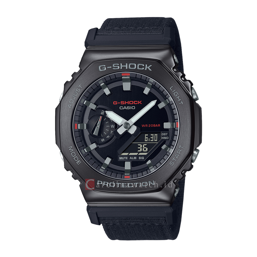 Jam Tangan CASIO G SHOCK GM-2100CB-1A Men CasiOak Metal Covered Black Digital Analog Dial Black Cloth Band