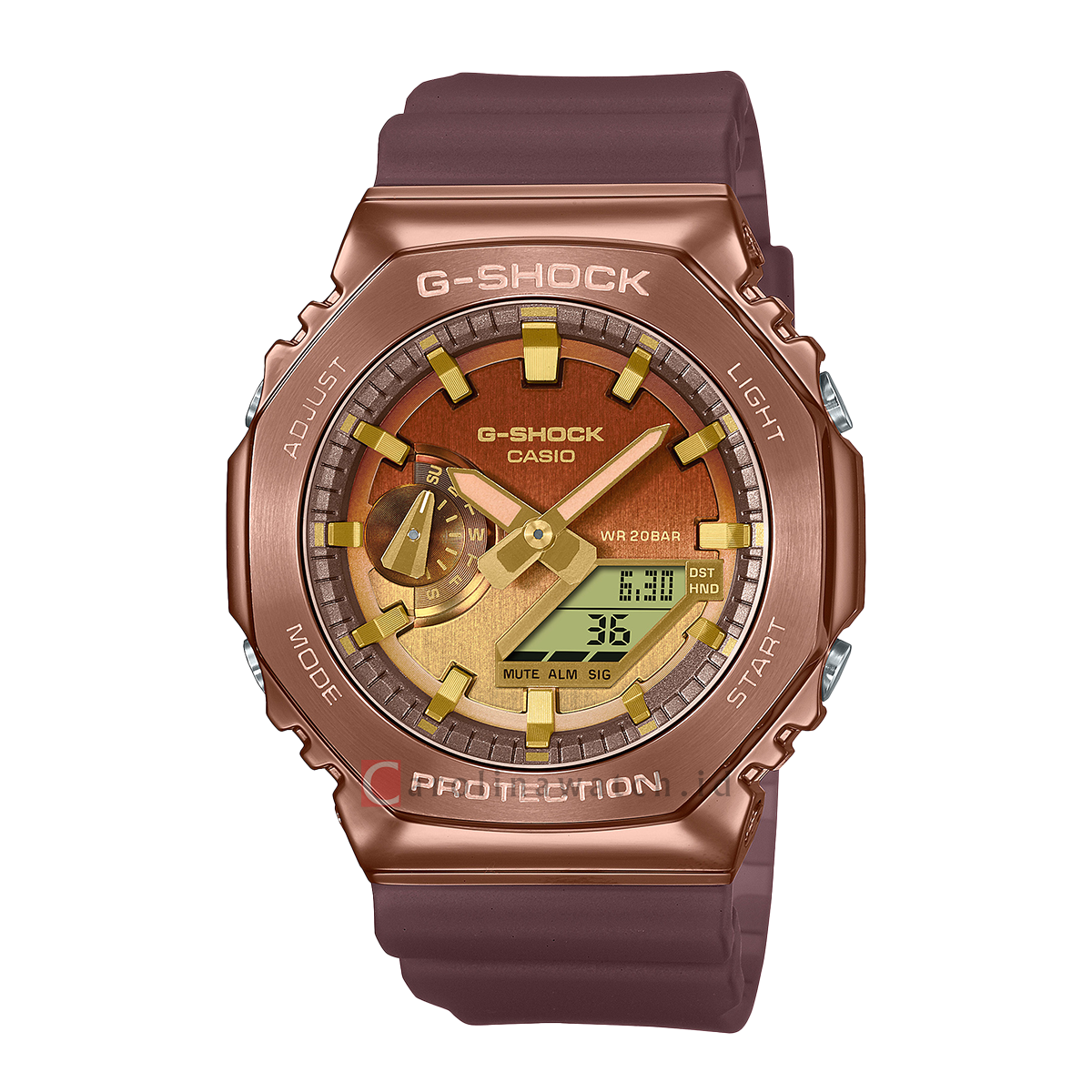 Jam Tangan Casio G-Shock GM-2100CL-5A Men Classy Off-Road Series Dual Color Digital Analog Dial Brown Resin Band