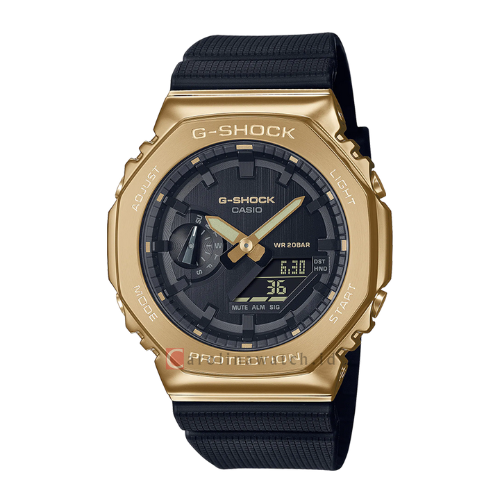 Jam Tangan CASIO G SHOCK GM-2100G-1A9 Men CasiOak Metal Covered Black Digital Analog Dial Black Resin Band