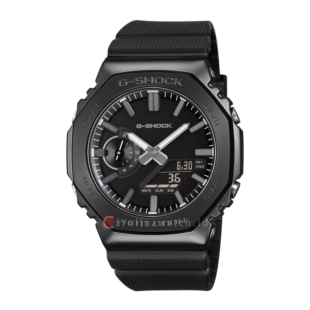 Jam Tangan CASIO G-SHOCK GM-2100LXB-1A Men CasiOak Black Digital Analog Dial Luxe Black Resin Band