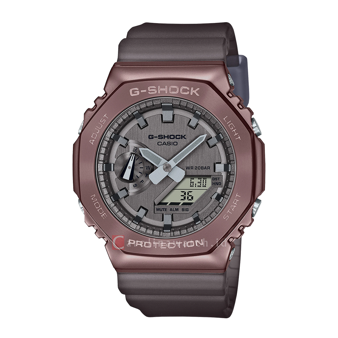 Jam Tangan CASIO G SHOCK GM-2100MF-5A Men Midnight Fog Grey Analog Digital Dial Brown Translucent Resin Band