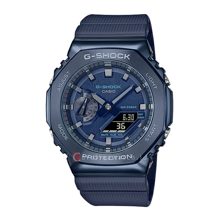 Jam Tangan CASIO G SHOCK GM-2100N-2A Men CasiOak Metal Covered Blue Navy Digital Analog Dial Blue Navy Resin Band