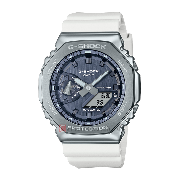 Jam Tangan Casio G-Shock GM-2100WS-7A Seasonal Collection Men Grey Digital Analog Dial White Resin Band