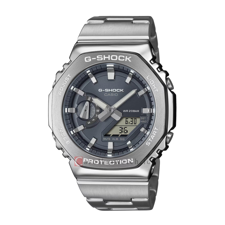 Jam Tangan Casio G SHOCK GM-2110D-8A Men Black Digital Analog Dial Stainless Steel Band