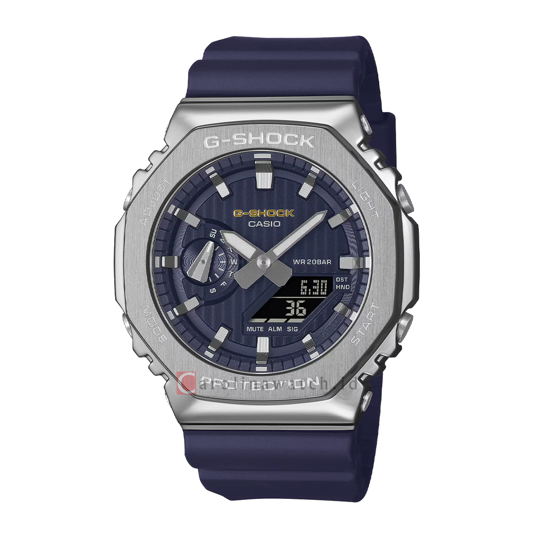 Jam Tangan Casio G-SHOCK GM-2110SH-2A Men Precious Heart Selection 2025 CasiOak Dark Blue Dial Rubber Band