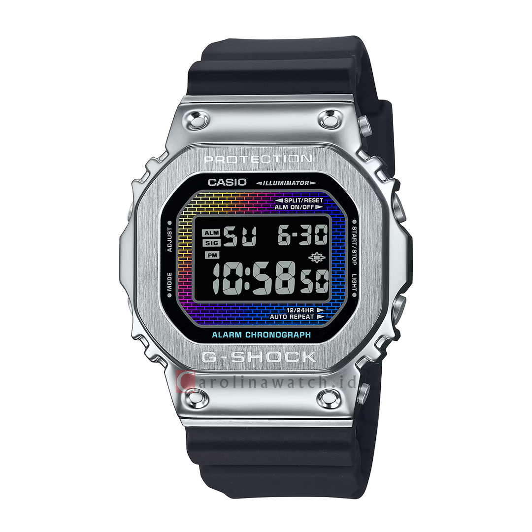 Jam Tangan CASIO G SHOCK GM-5600RW-1D Men Rainbow Brick Wall Digital Dial Black Resin Band (JDM)