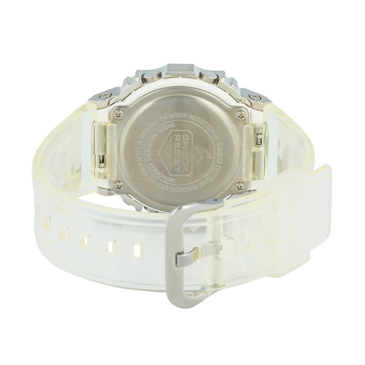 Jam Tangan Casio G-Shock GM-5600SCM-1D Men Special Colour Models Camouflage Series Digital Dial Transparent White Resin Band