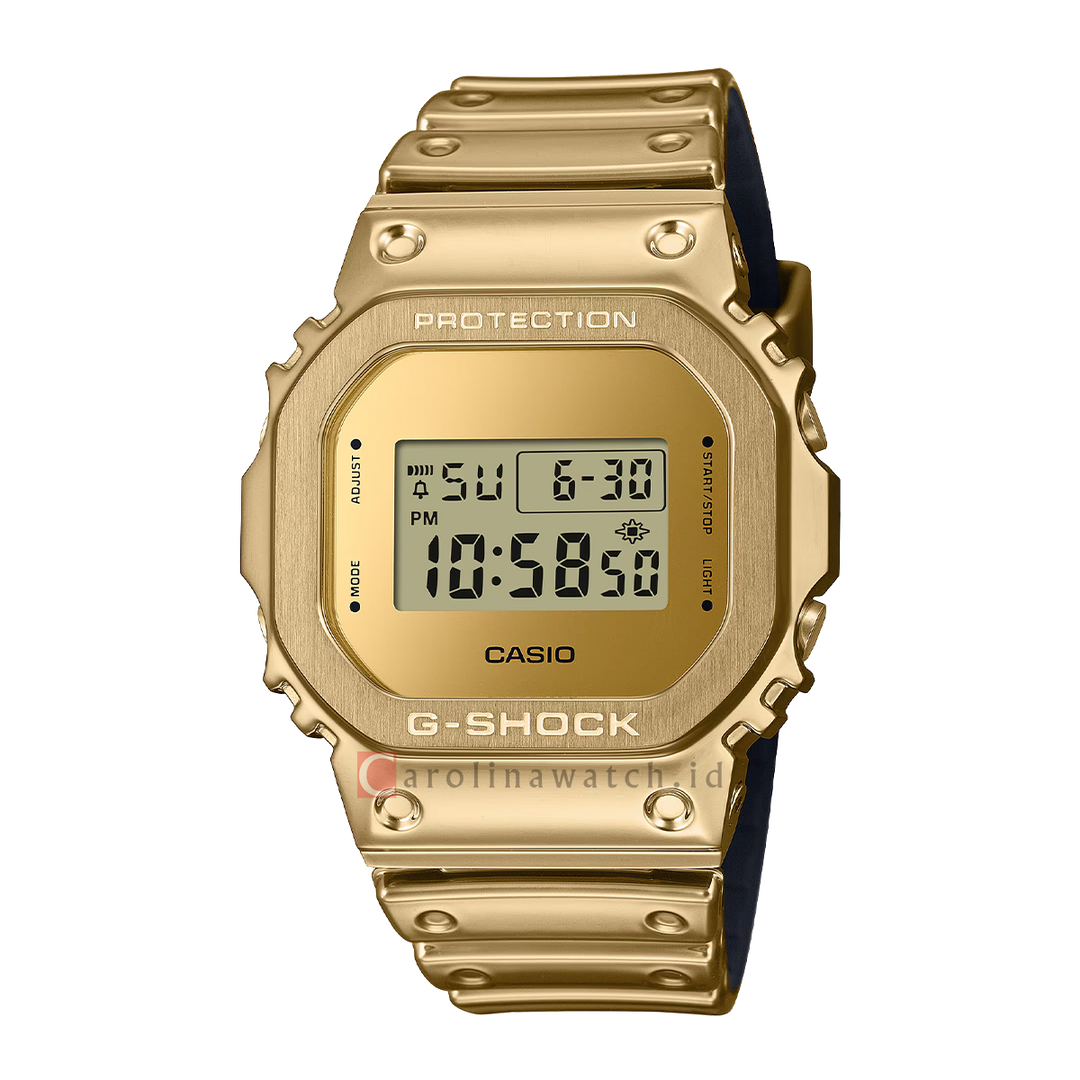 Jam Tangan CASIO G SHOCK GM-5600YMG-9D Men Digital Dial Gold Stainless Steel Band