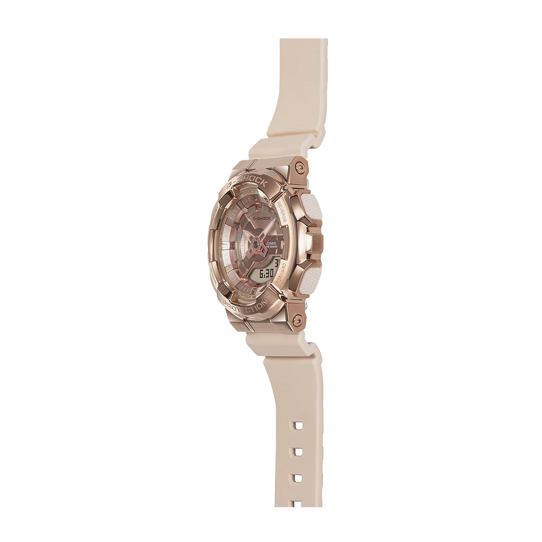 Jam Tangan Casio G-Shock x ITZY GM-S110PG-4A Women Rose Gold Digital Analog Dial Peach Resin Band