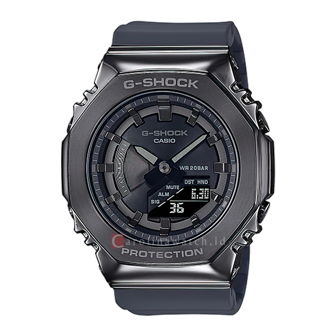 Jam Tangan CASIO G SHOCK GM-S2100B-8A Women Black Digital Analog Dial Black Resin Band