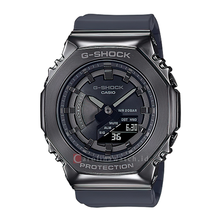 Jam Tangan CASIO G SHOCK GM-S2100B-8A Women Black Digital Analog Dial Black Resin Band