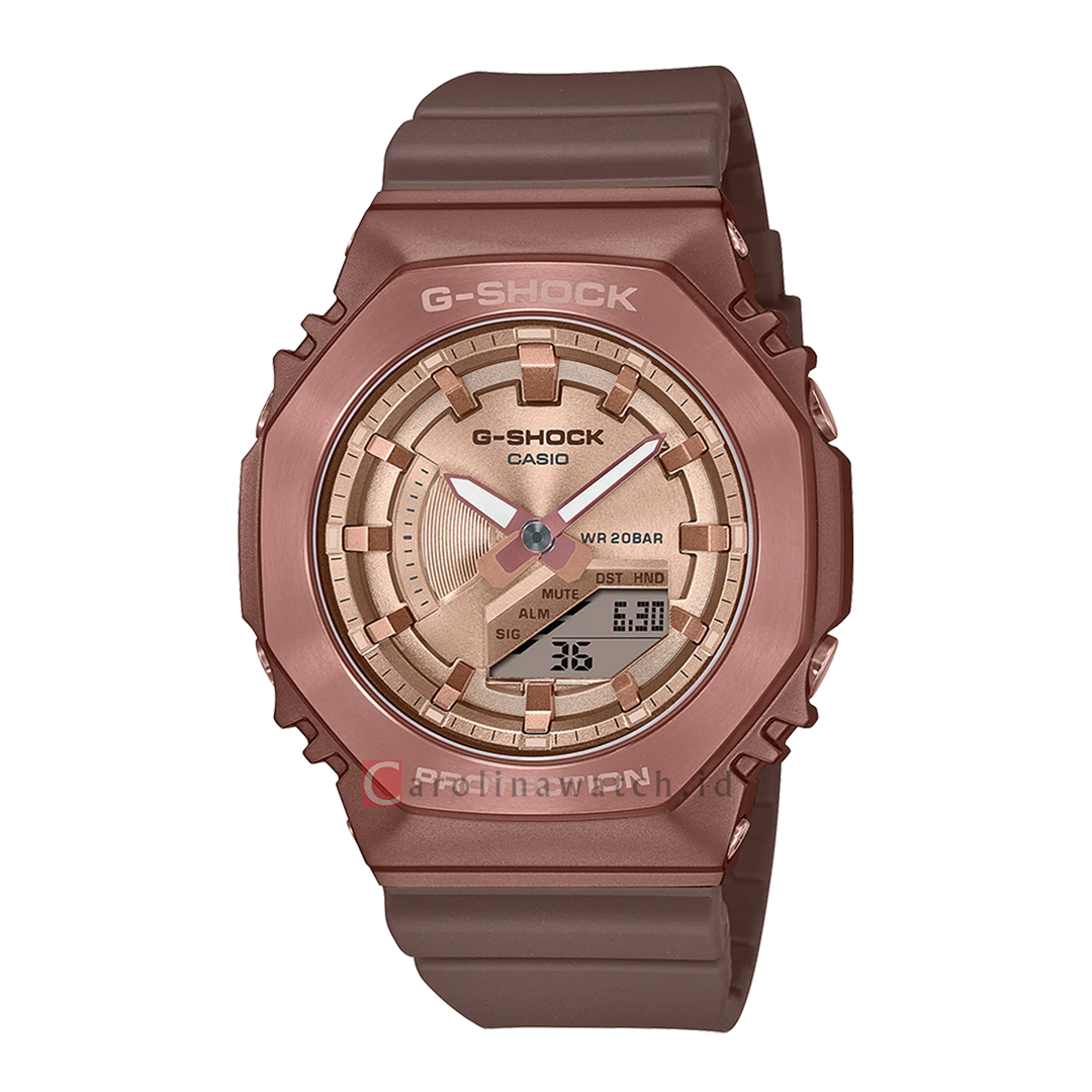 Jam Tangan CASIO G SHOCK GM-S2100BR-5A Women Bronze Glow Digital Analog Dial Bronze Resin Band