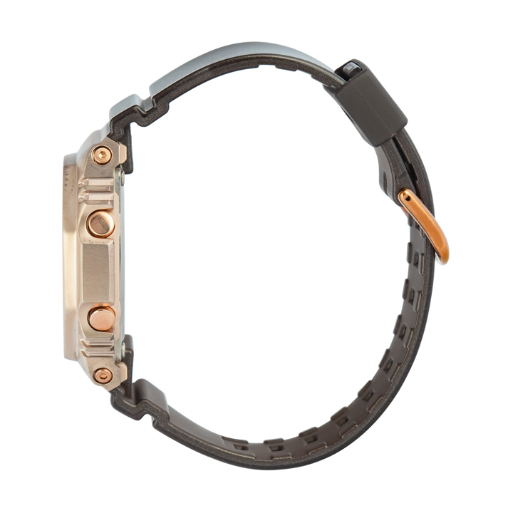 Jam Tangan Casio G-Shock GM-S2100CB-5A Women Rose Gold Digital Analog Dial Brown Resin Band