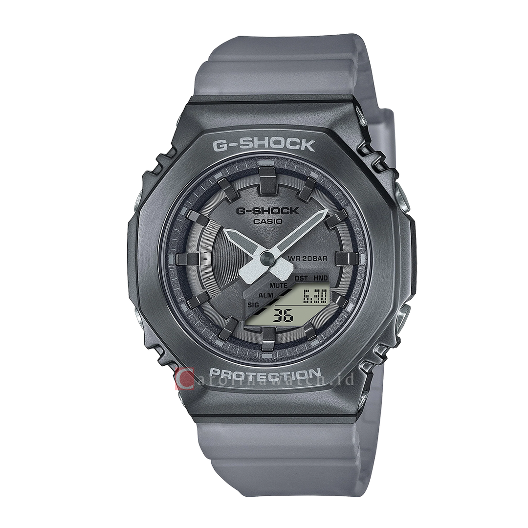 Jam Tangan CASIO G SHOCK GM-S2100MF-1A Women Midnight Fog Series Digital Analog Dial Grey Clear Resin Band