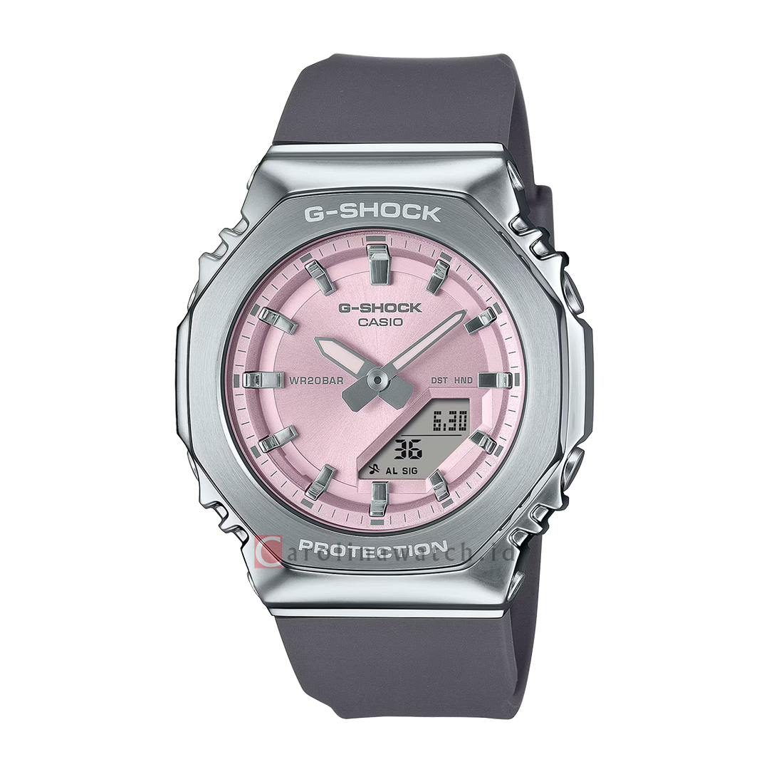 Jam Tangan Casio G-Shock GM-S2110-4A Women Pink Digital Analog Dial Grey Resin Band