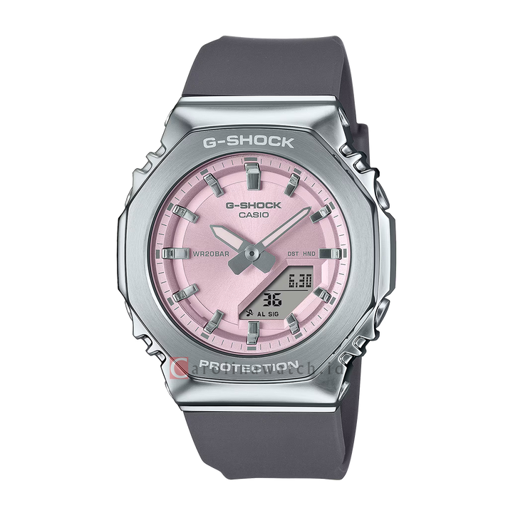 Jam Tangan Casio G-Shock GM-S2110-4A Women Pink Digital Analog Dial Grey Resin Band