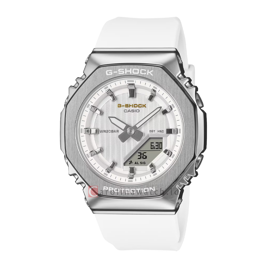 Jam Tangan Casio G-SHOCK GM-S2110SH-7A Women Precious Heart Selection 2025 CasiOak White Women Dial White Resin Band