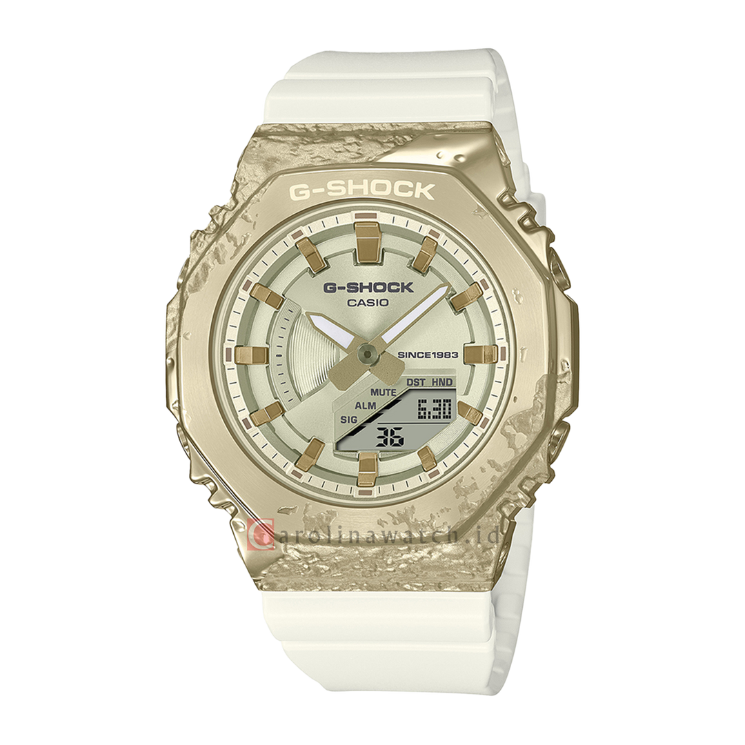 Jam Tangan G SHOCK X Calcite GM-S2140GEM-9A 40th Anniversary Adventurers Stone Women Digital Analog Dial White Resin Band LIMITED EDITION