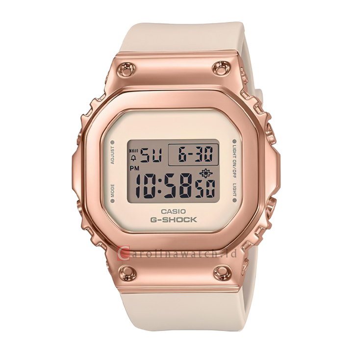 Jam Tangan Casio G-Shock X ITZY GM-S5600PG-4D Series Metal Square Women Digital Dial Beige Resin Band