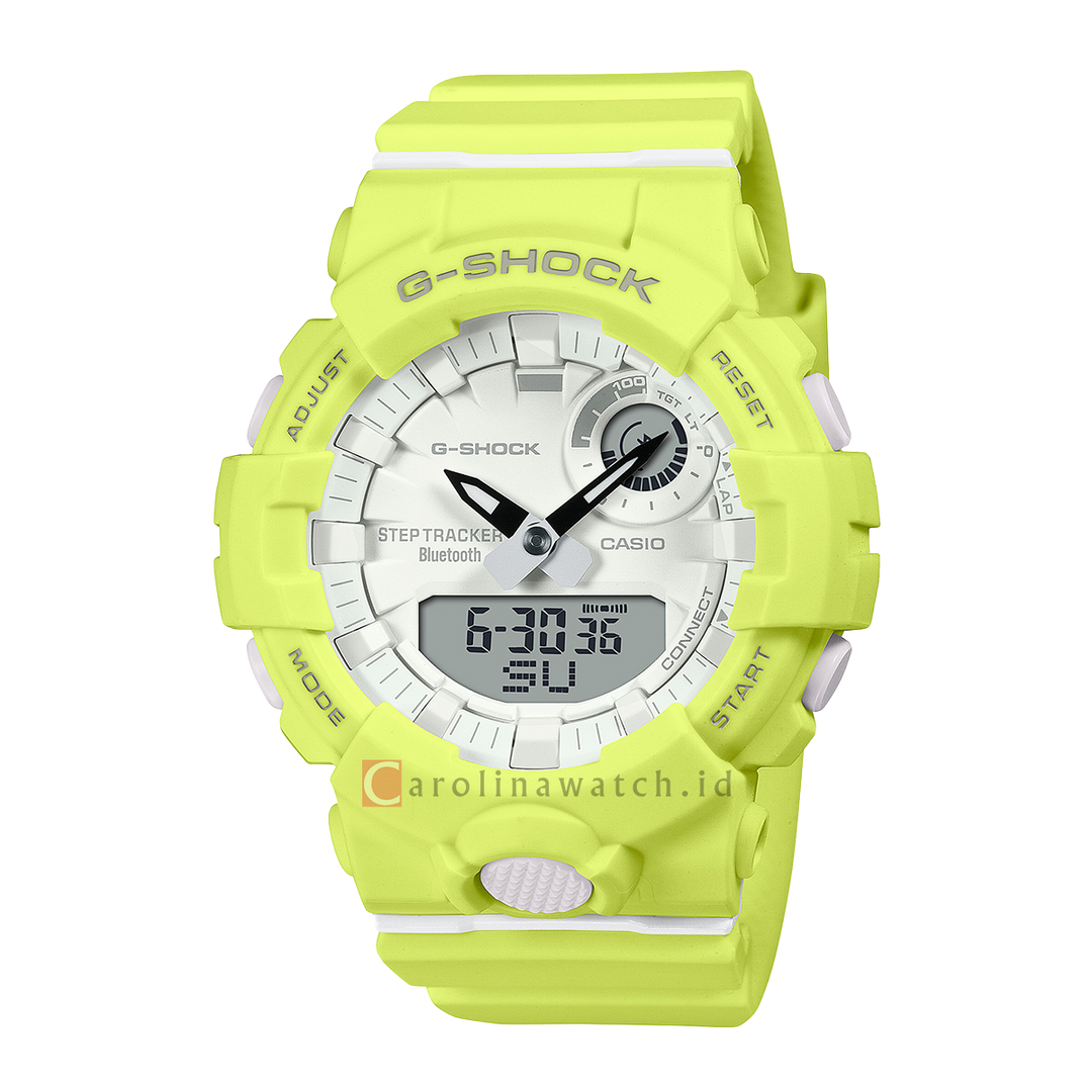 Jam Tangan Casio G-Shock GMA-B800-9A G-Squad Women White Digital Analog Dial Lime Green Resin Band