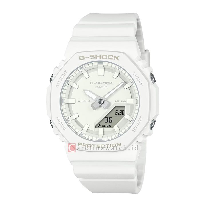 Jam Tangan Casio G-Shock GMA-P2100-7A Women White Digital Analog Dial White Resin Band