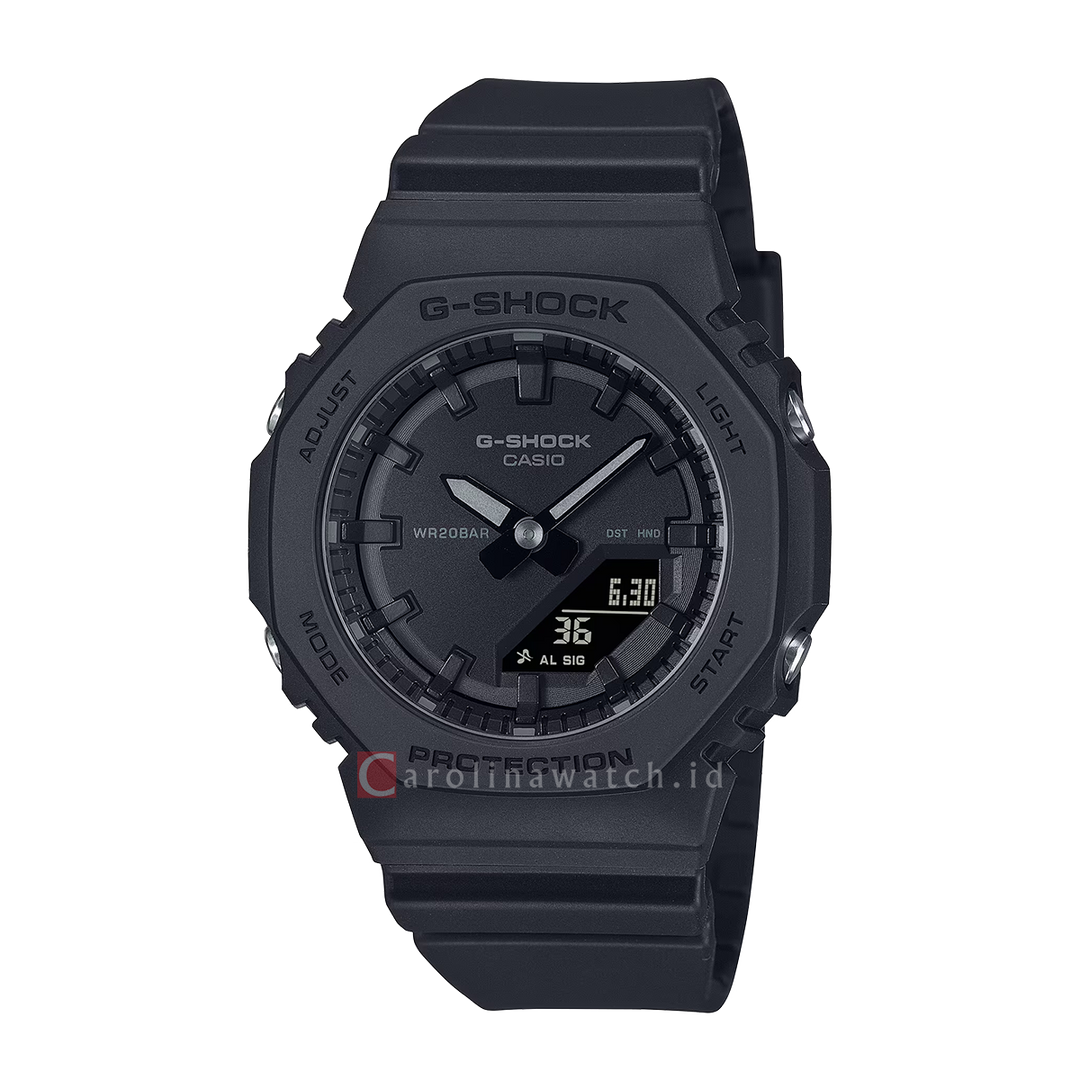 Jam Tangan Casio G-Shock GMA-P2100BB-1A Women Black Digital Analog Dial Black Resin Band