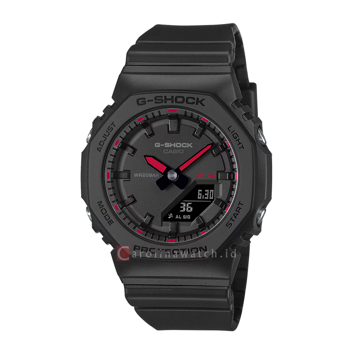 Jam Tangan Casio G-Shock GMA-P2100SA-1A1 Women CasiOak Black Digital Analog Dial Black Resin Band