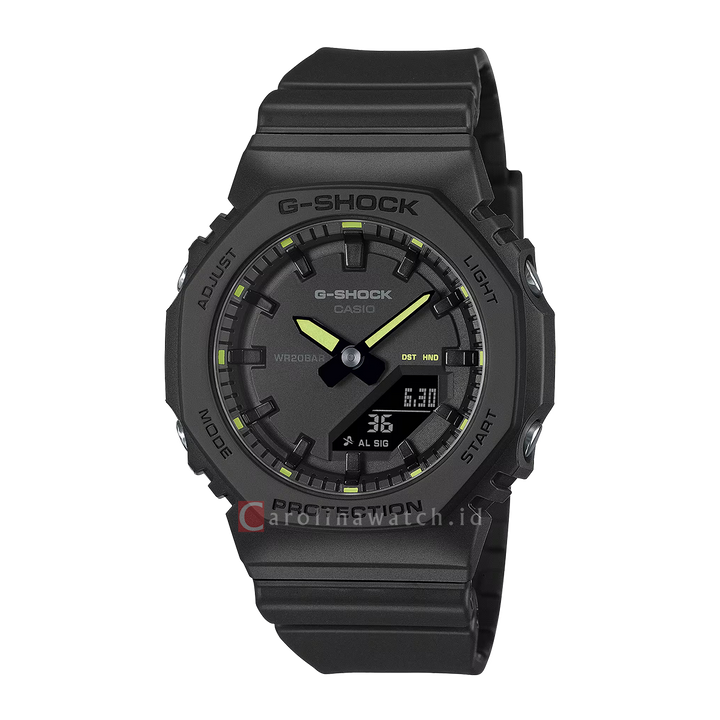 Jam Tangan Casio G-Shock GMA-P2100SA-1A2 Women CasiOak Black Digital Analog Dial Black Resin Band