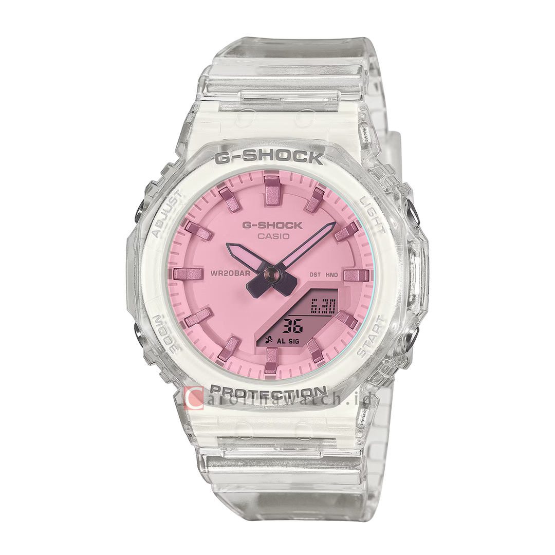 Jam Tangan Casio G-Shock GMA-P2100SR-7A Women Pink Analog Digital Dial White Resin Band