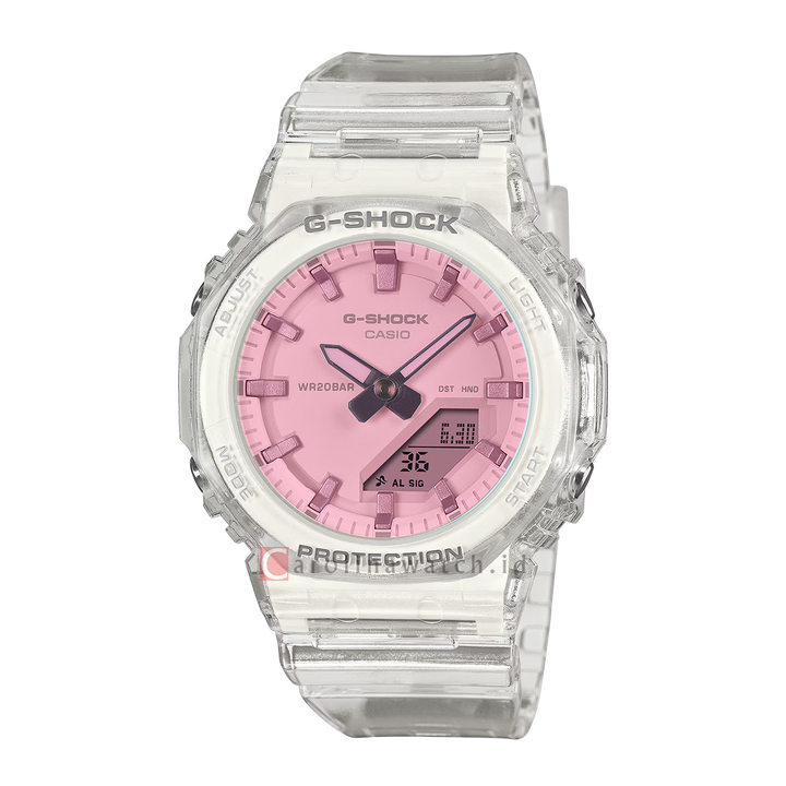 Jam Tangan Casio G-Shock GMA-P2100SR-7A Women Pink Analog Digital Dial White Resin Band