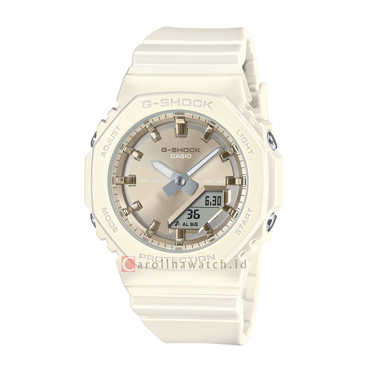 Jam Tangan Casio G-Shock GMA-P2100ST-7A Women CasiOak Pearlescent Polarized Digital Analog White Resin Band