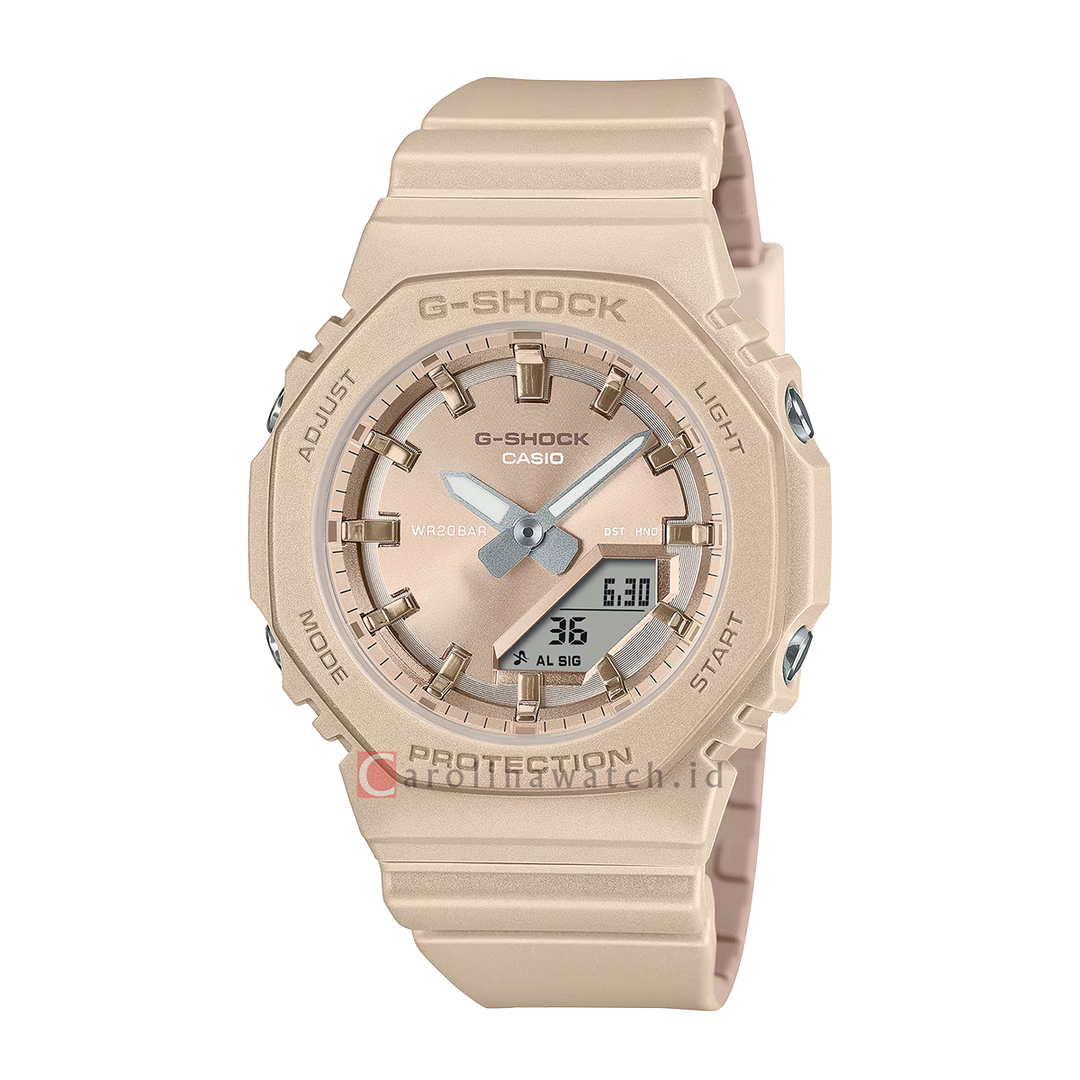 Jam Tangan Casio G-Shock GMA-P2100ST-9A Women Pearlescent Polarized Digital Analog Beige Resin Band