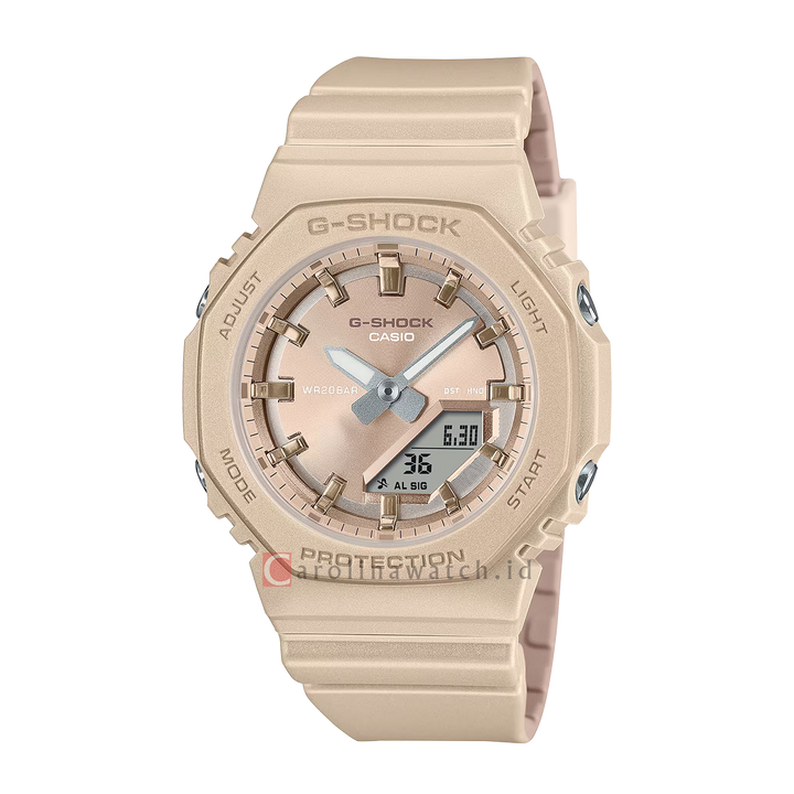 Jam Tangan Casio G-Shock GMA-P2100ST-9A Women Pearlescent Polarized Digital Analog Beige Resin Band