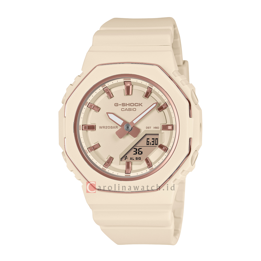 Jam Tangan Casio G-Shock GMA-P2110-4A Women Beige Digital Analog Dial Beige Resin Band