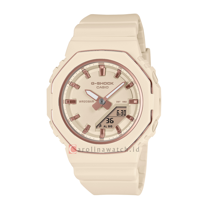 Jam Tangan Casio G-Shock GMA-P2110-4A Women Beige Digital Analog Dial Beige Resin Band