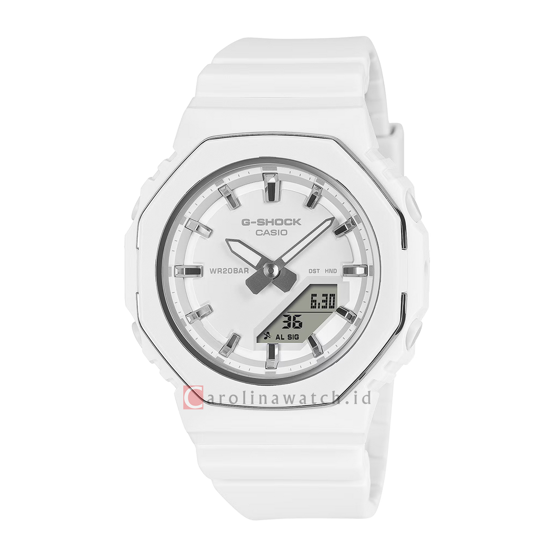 Jam Tangan Casio G-Shock GMA-P2110-7A Women White Digital Analog Dial White Resin Band