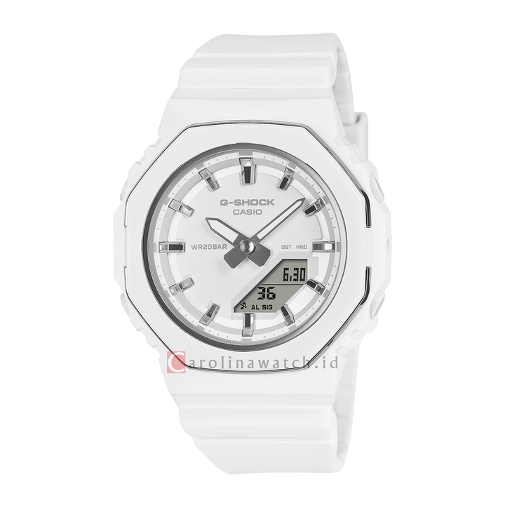 Jam Tangan Casio G-Shock GMA-P2110-7A Women White Digital Analog Dial White Resin Band