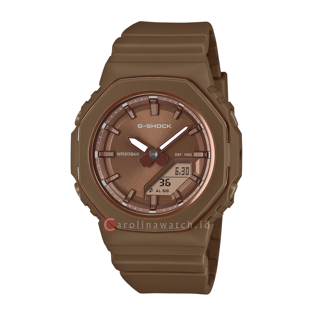 Jam Tangan Casio G-Shock GMA-P2110B-5A Women Brown Digital Analog Dial Brown Resin Band