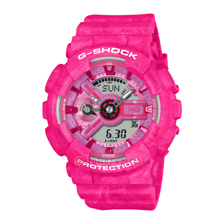 Jam Tangan Casio G-Shock x XG GMA-S110XG-4A Women Digital Analog Dial Pink Marbled Resin Band