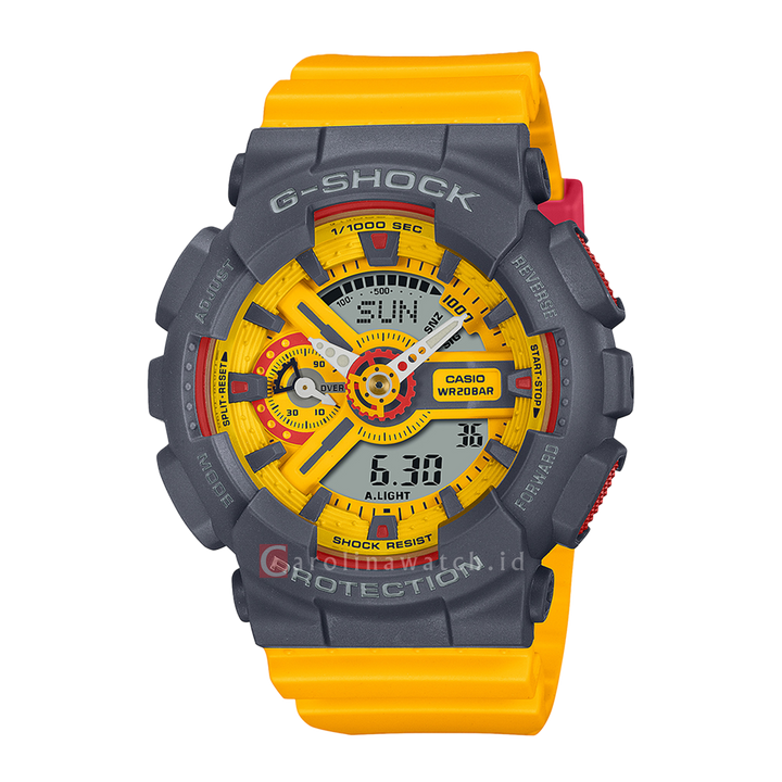 Jam Tangan CASIO G SHOCK GMA-S110Y-9A Women Digital Analog Dial Yellow Resin Band