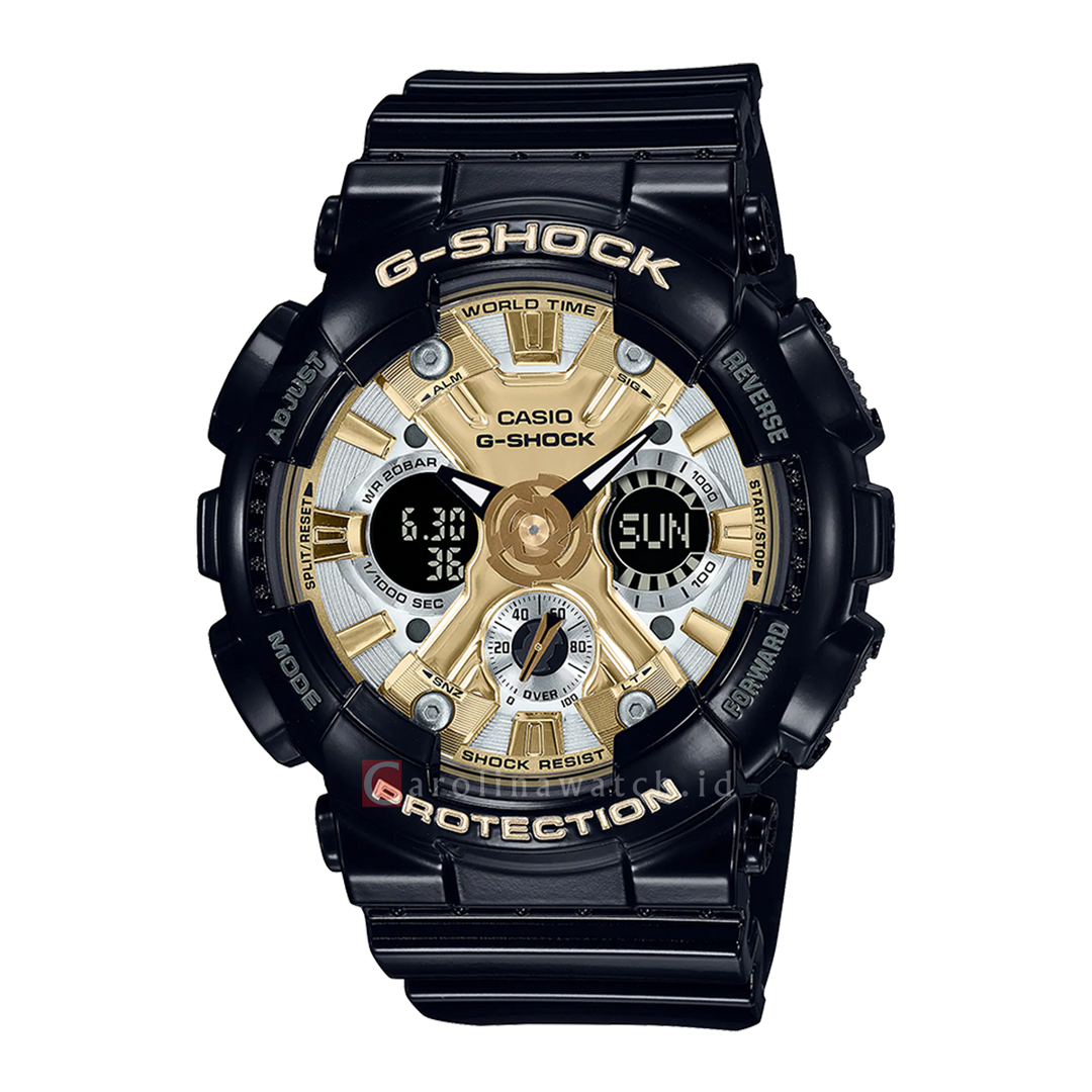 Jam Tangan CASIO G SHOCK GMA-S120GB-1A Women Digital Analog Dial Black Resin Band