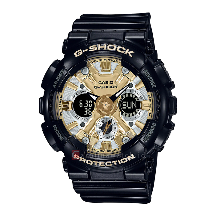 Jam Tangan CASIO G SHOCK GMA-S120GB-1A Women Digital Analog Dial Black Resin Band