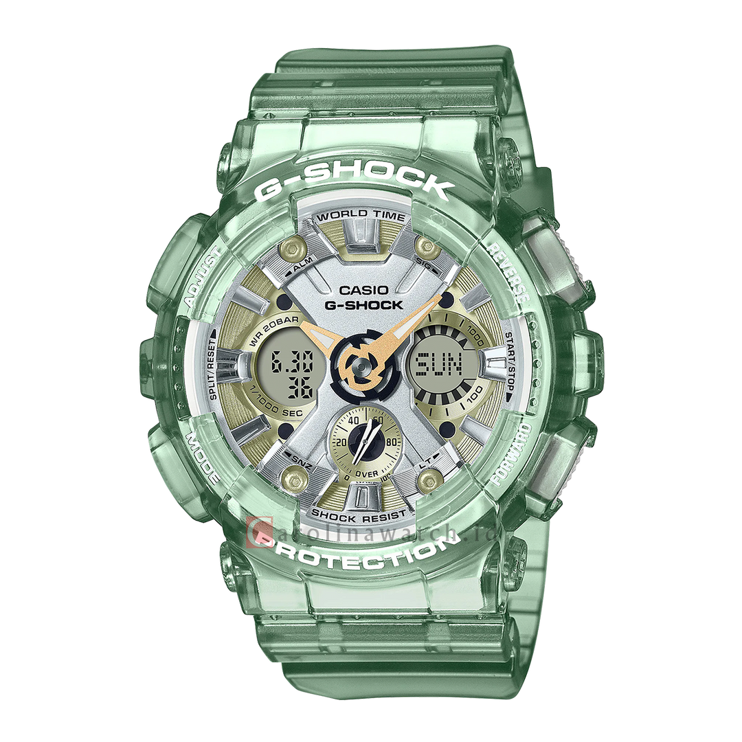 Jam Tangan CASIO G-SHOCK GMA-S120GS-3A Women Green Olive Digital Analog Dial Green Resin Band