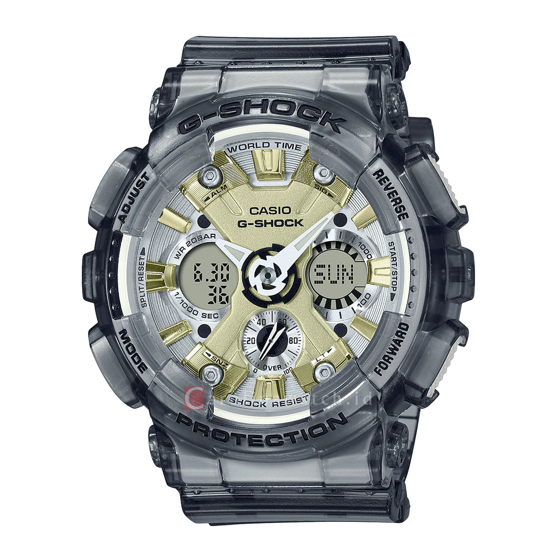 Jam Tangan Casio G-Shock GMA-S120GS-8A Women Green Olive Digital Analog Dial Grey Resin Band