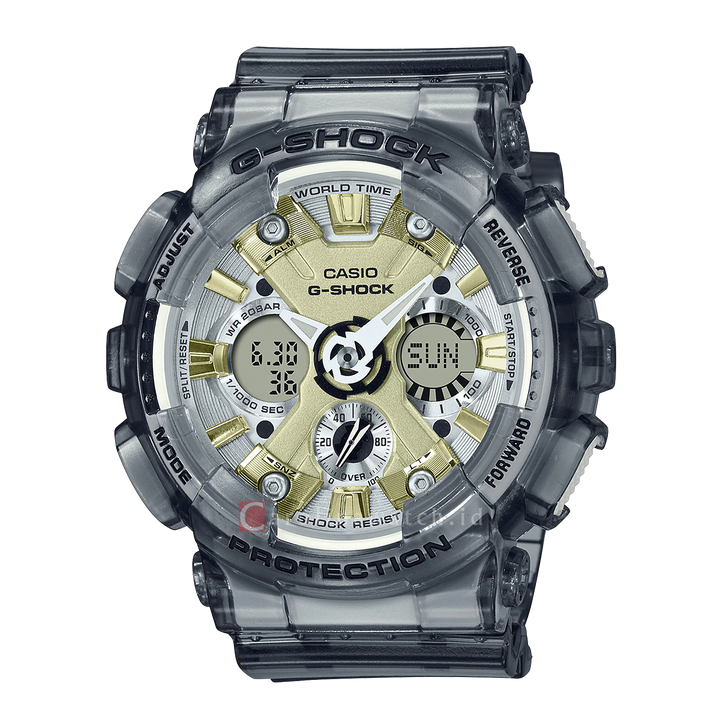 Jam Tangan Casio G-Shock GMA-S120GS-8A Women Green Olive Digital Analog Dial Grey Resin Band