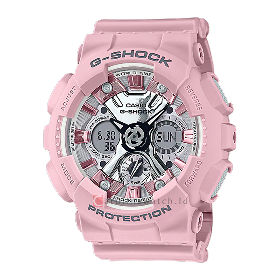 Jam Tangan CASIO G-SHOCK GMA-S120NP-4A Neo Punk Unisex Pink Digital Analog Dial Pink Resin Band