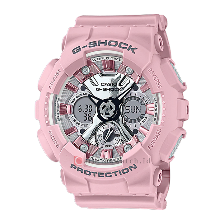 Jam Tangan CASIO G-SHOCK GMA-S120NP-4A Neo Punk Unisex Pink Digital Analog Dial Pink Resin Band