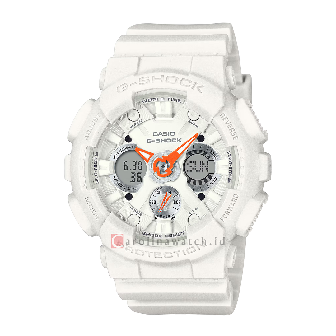 Jam Tangan Casio G-Shock GMA-S120SA-7A1 Women White Digital Analog Dial White Resin Band