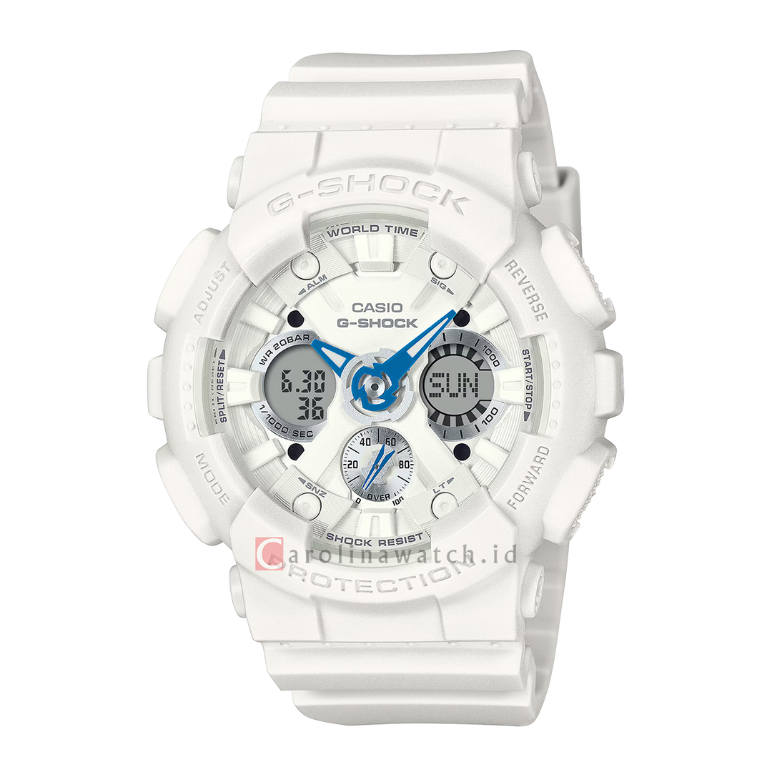 Jam Tangan Casio G-Shock GMA-S120SA-7A2 Women White Digital Analog Dial White Resin Band